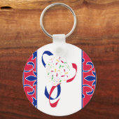 赤、白、青、ダマスクのKeychainを優先 キーホルダー (正面)