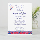 赤、白、青、ダマスクブライダルシャワー 招待状 (スタンド正面)