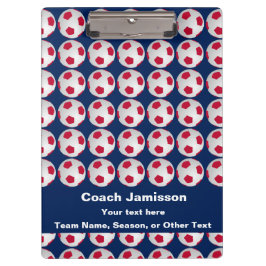 赤、白、青、名前、コーチサッカー感謝していのコーチ クリップボード