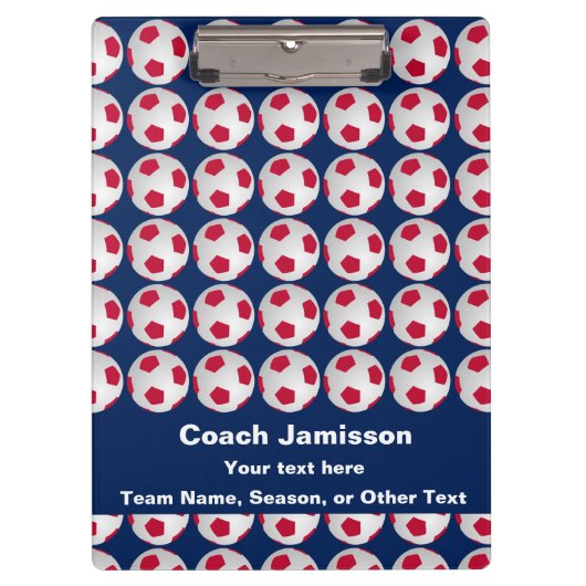赤、白、青、名前、コーチサッカー感謝していのコーチ クリップボード (正面)