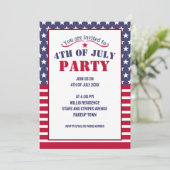 赤 白 青 星 条 USA 国旗 4日7月パーティー 招待状 (スタンド正面)