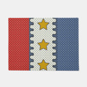 赤、白、青 – 水玉模様、ストライプ星 ドアマット (正面)