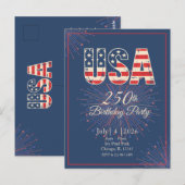 赤 白 青 USA 250歳の誕生日 7月4日 ポストカード (正面/裏面)