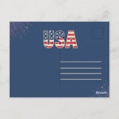 赤 白 青 USA 250歳の誕生日 7月4日 ポストカード (裏面)