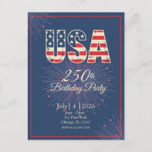 赤 白 青 USA 250歳の誕生日 7月4日 ポストカード