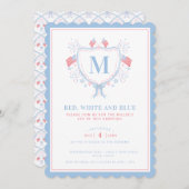 赤・白・青BBQ 7月モノグラム紋章4日 招待状 (正面/裏面)