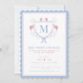 赤・白・青BBQ 7月モノグラム紋章4日 招待状