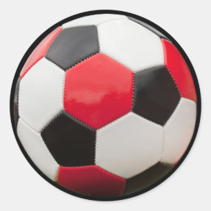 赤、白、黒のサッカーボール、ステッカー ラウンドシール