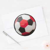 赤、白、黒のサッカーボール、ステッカー ラウンドシール (封筒)