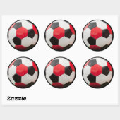 赤、白、黒のサッカーボール、ステッカー ラウンドシール (シート)