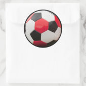 赤、白、黒のサッカーボール、ステッカー ラウンドシール (バッグ)