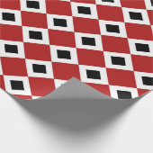 赤、白、黒のダイヤモンドパターンギフトラップ ラッピングペーパー (角)