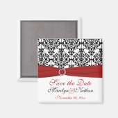 赤、白、黒のダマスクの結婚式の好意マグネット マグネット (正面/裏面)