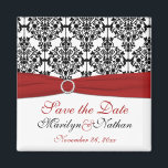 赤、白、黒のダマスクの結婚式の好意マグネット マグネット<br><div class="desc">保存する日付マグネットは、以下に示す招待状や他の項目に一致する。お客カスタマイズ様の結婚式の引き出物としても「ありがとう」と言える。他にもし一致するアイテムが必要な場合は、メールでお願い。</div>