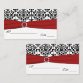 赤、白、黒のダマスクプレイスカード プレイスカード (正面/裏面)