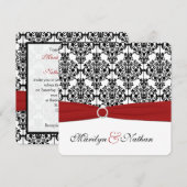 赤・白・黒のダマスク式招待状2 招待状 (正面/裏面)