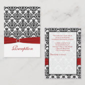 赤、白、黒のダマスク披露宴カード エンクロージャーカード (正面/裏面)