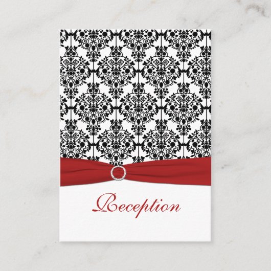 赤、白、黒のダマスク披露宴カード エンクロージャーカード (正面)