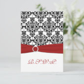 赤、白、黒のダマスク柄返信カード2 出欠カード (スタンド正面)