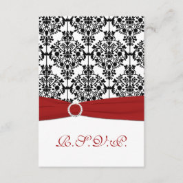 赤、白、黒のダマスク返信カード2 出欠カード