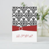 赤、白、黒のダマスク返信カード2 出欠カード (スタンド正面)