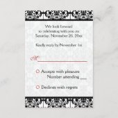 赤、白、黒のダマスク返信カード2 出欠カード (裏面)