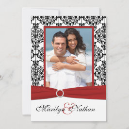 赤、白、黒のダマスクIIフォトウェディング招待 招待状