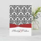 赤・白・黒のダマスクII結婚式招待状 招待状 (スタンド正面)