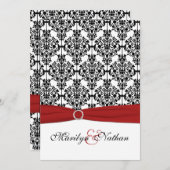 赤・白・黒のダマスクII結婚式招待状 招待状 (正面/裏面)