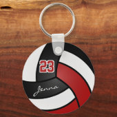 赤、白、黒のバレーボールカスタマイズ- キーホルダー (裏面)