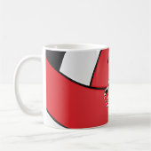 赤、白、黒のバレーボールデザイン コーヒーマグカップ (左)