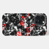 赤、白、黒の大理石の抽象画 iPhoneケース (裏面横)