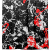 赤、白、黒の大理石抽象芸術 シャワーカーテン (正面)