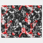 赤、白、黒の大理石抽象芸術 フリースブランケット (正面(横))