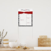 赤、白、黒の披露宴の座席表 ポスター (キッチン)