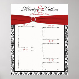 赤、白、黒の披露宴の座席表 ポスター