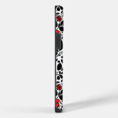 赤、白、黒の華やかな花柄 iPhoneケース (右側面)
