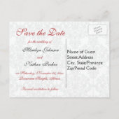 赤、白、黒のSave the Date ポストカード (裏面)