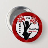 赤、白、黒、パーソナライズされたチアリーティングピン 缶バッジ (正面&裏面)