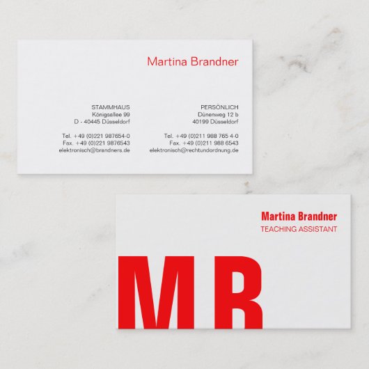 赤、白、黒 名刺 (正面/裏面)