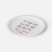 赤、白、2つの弓の7月4日誕生日 ペーパープレート (アングル)