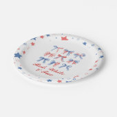 赤、白、2つの弓の7月4日誕生日 ペーパープレート (アングル)