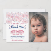 赤、白、2日7月2日の誕生日の写真 サンキューカード (正面)