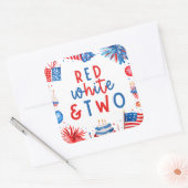 赤、白、2日7月2日の誕生日パーティー スクエアシール (封筒)