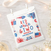 赤、白、2日7月2日の誕生日パーティー フェイバーバッグ (クリップ留めされた状態)