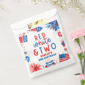 赤、白、2日7月2日の誕生日パーティー フェイバーバッグ (封をした状態)