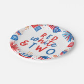 赤、白、2日7月2日の誕生日パーティー ペーパープレート (アングル)