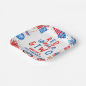 赤、白、2日7月2日の誕生日パーティー ペーパープレート (傾斜あり)