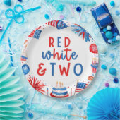 赤、白、2日7月2日の誕生日パーティー ペーパープレート (パーティー)