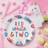 赤、白、2日7月2日の誕生日パーティー ペーパープレート (パーティー)